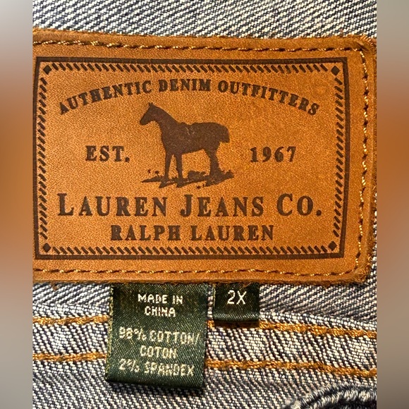 Vintage Y2K Lauren Jeans Co Ralph Lauren‎ Denim Zip Front Stretch Jean Jacket 2X - Picture 3 of 13